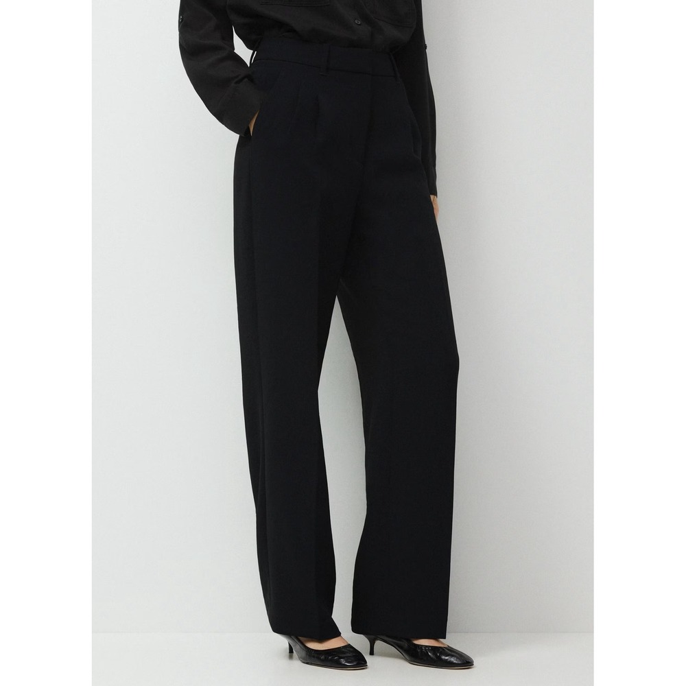 Wilfred Aritzia Effortless Pant Black High Rise Pleated Wide Leg Sz 12 Crepette